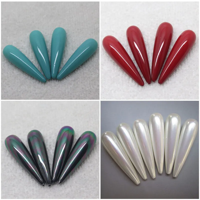 

Mini. Order is $7! 8x30mm White Red Blue Black Shell Pearl Teardrop Raindrop Half Drilled Hole Earring Beads 2pcs