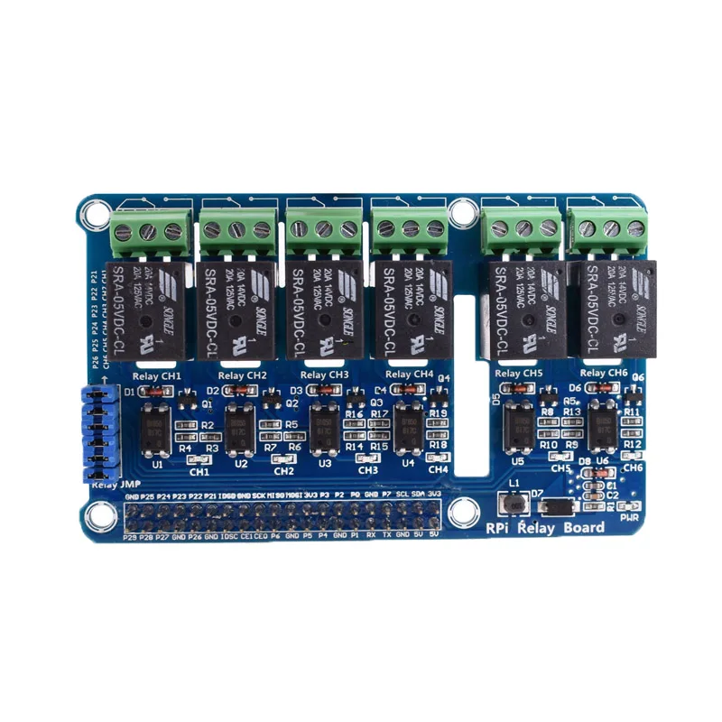 6-канальный Raspberry Pi, релейный модуль Плата расширения для Raspberry Pi A+/B+/2 B/3B - Цвет: Blue