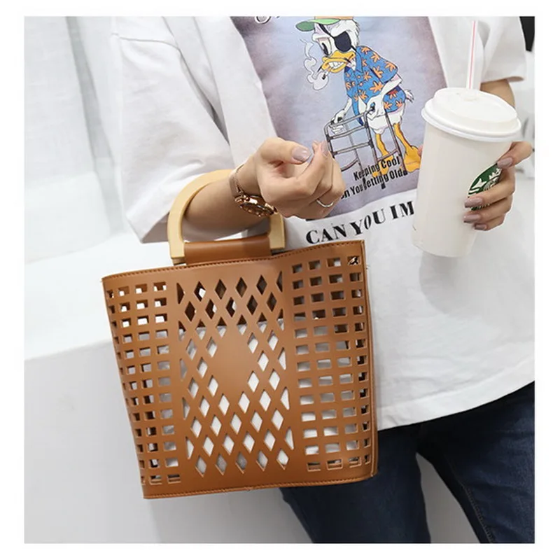 FUNMARDI عالية الجودة النساء حقائب اليد بو الجلود الجوف خارج حقائب كتف للنساء Crossbody أكياس الصيف عارضة اليد WLHB1893