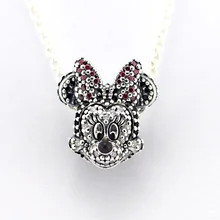 925 пробы серебро сверкающий бант Мышь Portriat талисманы подходит браслет в европейском стиле роковой серебро бусинки "сделай сам" для изготовления ювелирных изделий