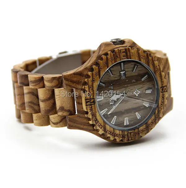 

2016 Stylish Zebra Bewell Wooden Watch Date Bracelet Quartz Watch Clock