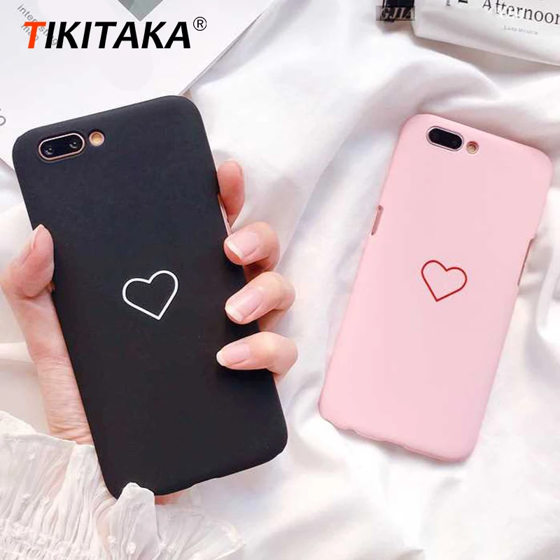 

Cute Love Heart Print Back Cover For iPhone X 7 6 6S Plus 5 5S SE Phone Case Matte Hard PC Cases Coque For iPhone 8 8 Plus