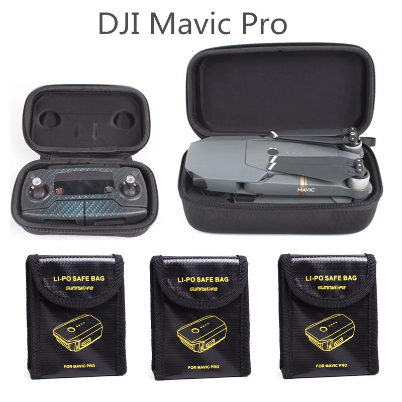 5в1 для DJI Mavic Pro защитный чехол комбинированный LiPo взрывозащищенный аккумулятор защитная сумка+ сумка для дрона+ пульт дистанционного управления