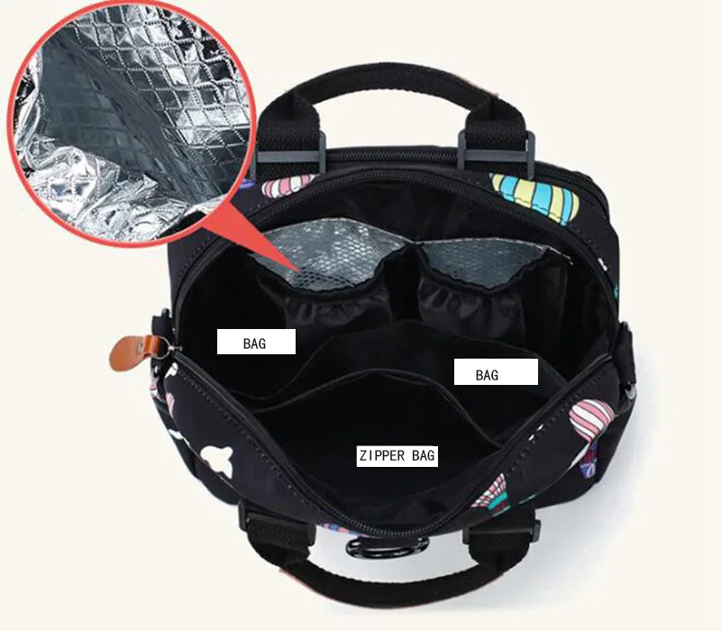 MOTOHOOD Baby Diaper Bag Backpack Mother Maternity Bags With Insulation Bag Fashion Hot Air Balloon Printing Baby Bag Organizer  (6)