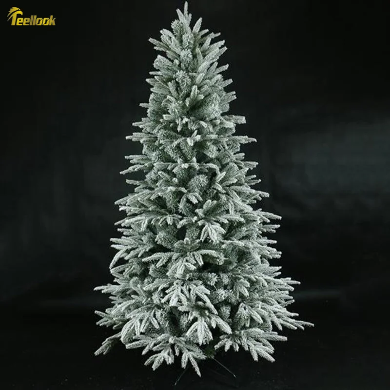 

Teellook Snowflake Christmas Tree PE+PVC Mixed Leaf Christmas Hotel Family Mall Decoration Flocking Tree