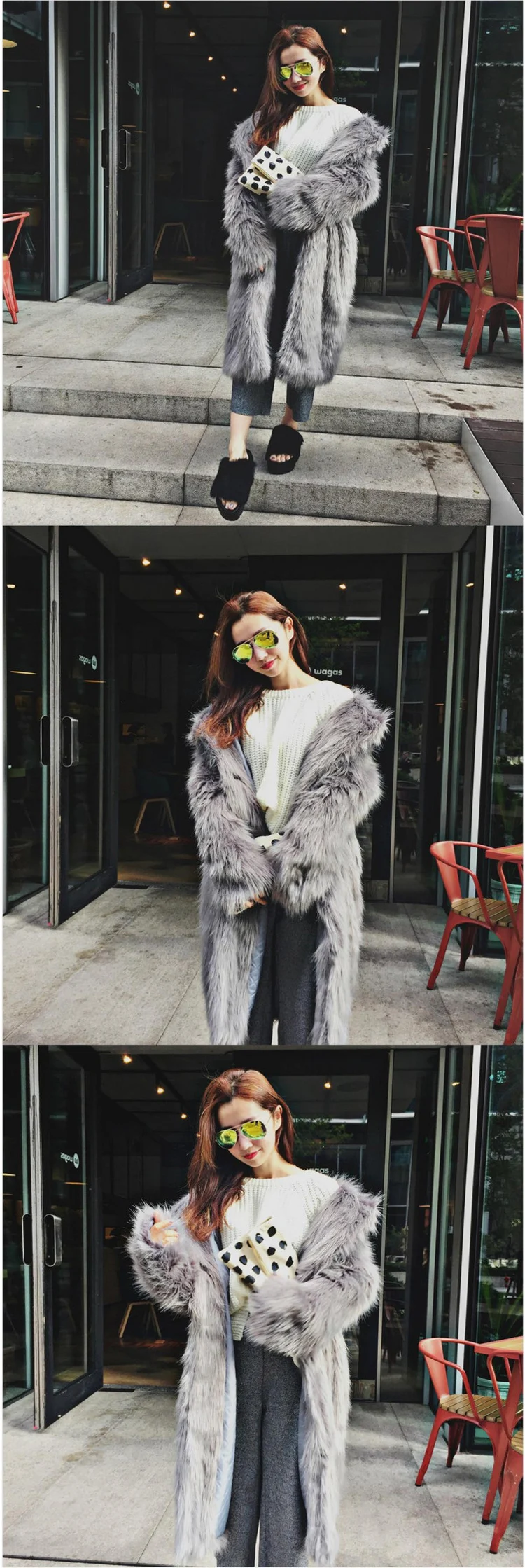 Clobee Winter Women's Faux Fur Coat Artificial Fur Overcoat Furry Jacket Femme Plus Size Warm Fake Fur Outwear Q922