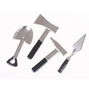 

4Pcs/set 1:12 Mini Axe Shovel Hammer Furniture Dollhouse Miniature DIY Builders Toys Doll Accessories Kids Hand Tool Toys