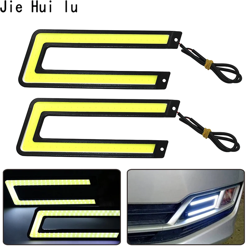 

Daytime Running Light DRL Car Led Front Fog Lamp White COB DC12V Light Source U Shape 2pcs/lot 6000K Car Working Lights