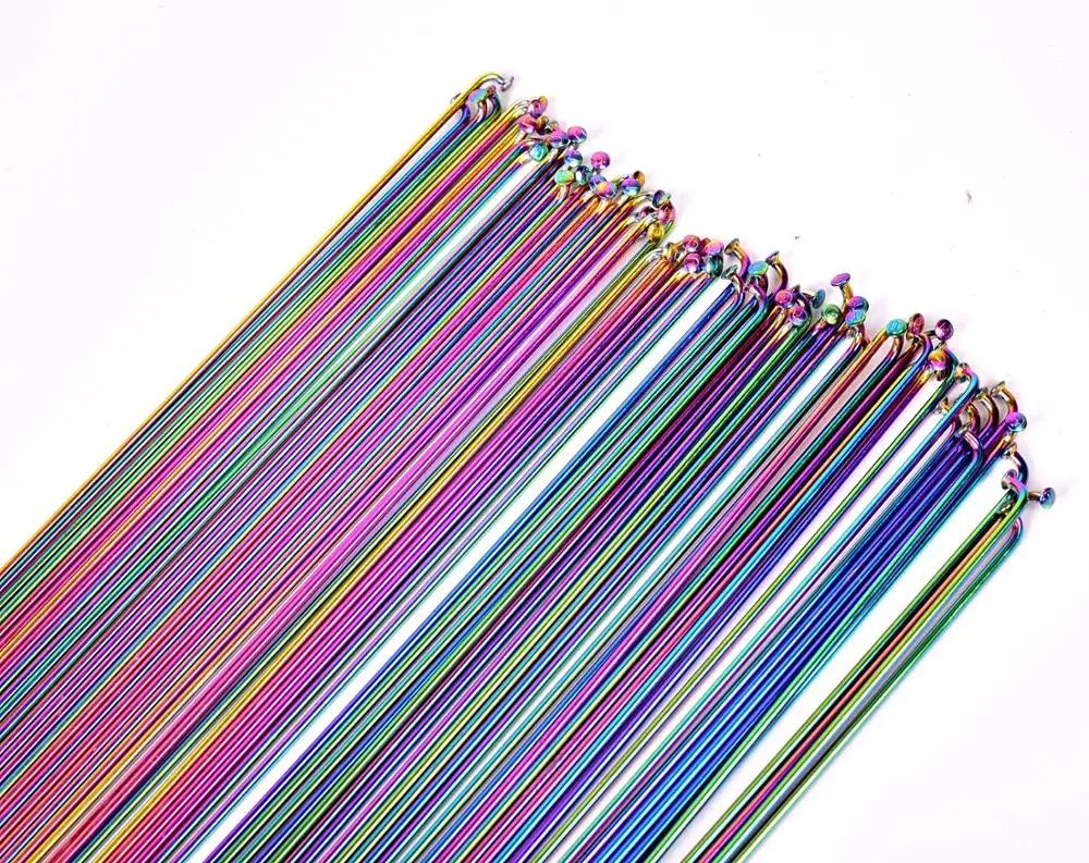 Rainbow Bicycle spoke Mountain Road Bike Wire Vacuum Plating Rainbow stainless steel 26 27.5 29 inch Spokes 259-293MM 14G bicycle parts bike accessories bicycle spokes