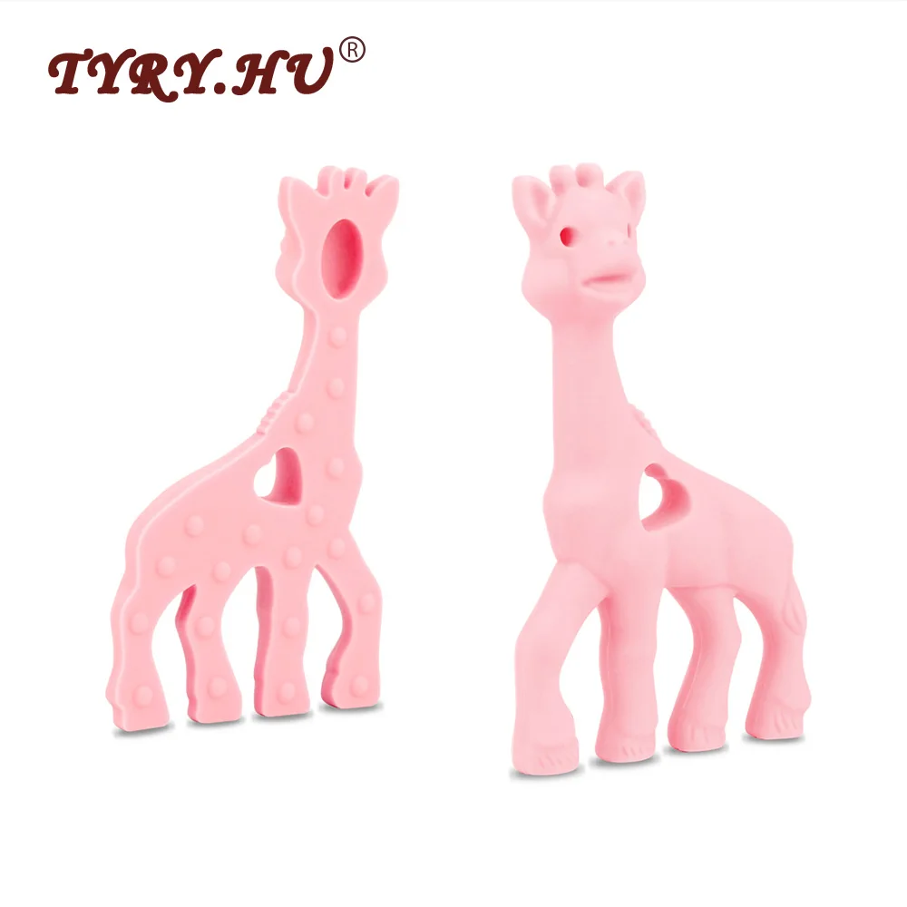

TYRY.HU BPA Free Giraffe Shaped Baby Teethers 1Pcs Baby Teething Deer Toys Silicone Chewed Beads Tooth Mordedor Necklace Pendant