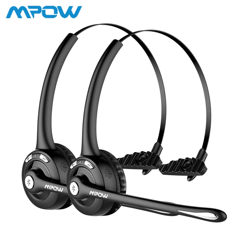 Achat 1 2 Pack Mpow Pro Professionnel Sans Fil Bluetooth Casque Avec Microphone 13 H Parler Temps Pour Le Conducteur Center D Appel Skype Bureau Pas Cher En Ligne Ventekky0