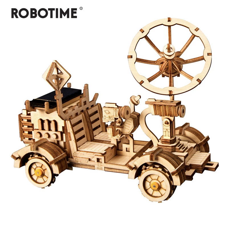 

Robotime Moveable Moon Buggy Solar Energy Toy 3D DIY Laser Cutting Wooden Model Building Kits Gift for Children Adult LS401