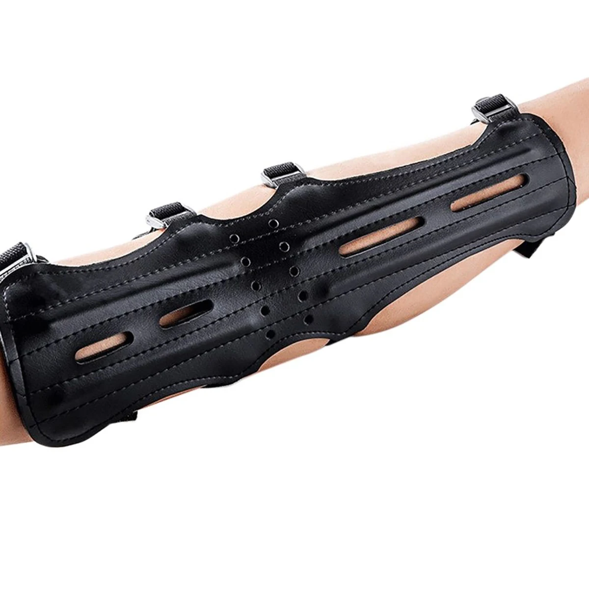 4 Adjustable PU leather Straps Archery Arm Guard Shooting Bow String Arm Protector Gear for Outdoor Hunting Protection