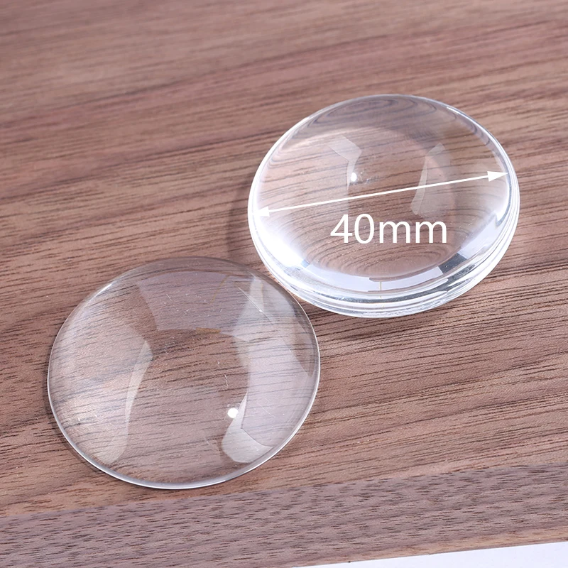 

reidgaller 10pcs Flat Back Round Transparent Clear Glass Cabochons 40mm diy jewelry making findings