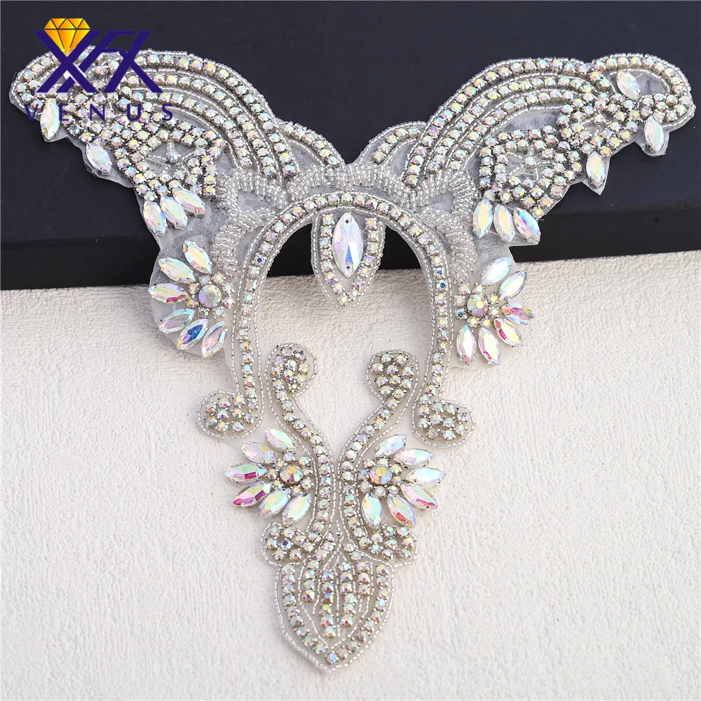 1 piece Handmade Sew on Rhinestones Sequins Beads Applique Crystals