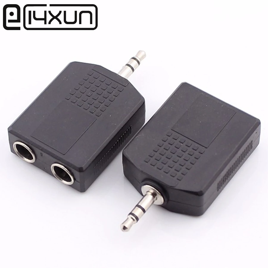 1pcs 3.5mm 3 Pole Stereo Male Plug to Double 6.35mm / 6.5mm Female jack Audio Socket Converter Adapter Connector For Microphone |