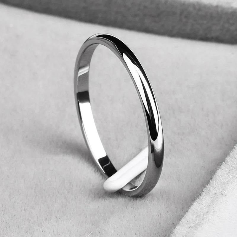 Simple 2MM Thin Titanium Steel 4 Color Couple Ring Simple Fashion Rose Gold Silver Finger Ring For Women Wedding Party Jewelry
