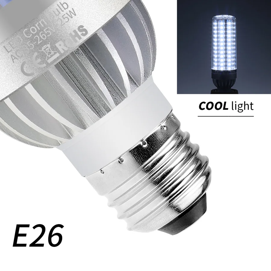E27 светодиодный потолочный светильник 25 Вт, 35 Вт, 50 Вт E26 светодиодный 220 V кукурузы лампа SMD 5730 Алюминий Вентилятор охлаждения без мерцающие, светодиодные лампочки 110 V коммерческое освещение - Испускаемый цвет: White E26