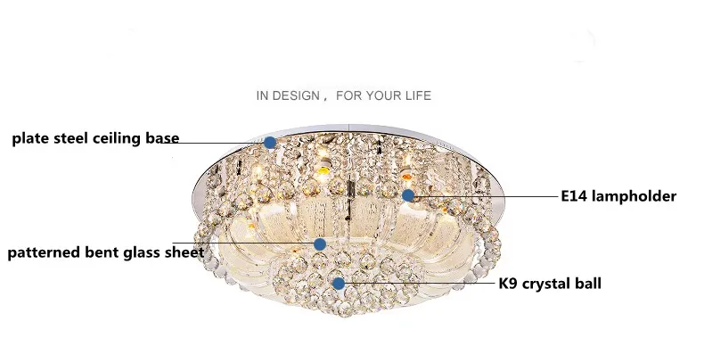 Современный круглый светодиодный потолочный светильник с дистанционным управлением в фойе, роскошный блеск K9, кристальная пластина, хромированная стеклянная потолочная лампа для фойе