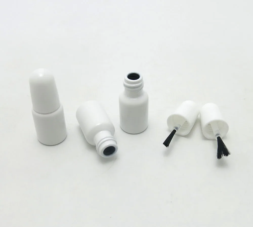 

360pcs/lot wholesale 3ml Mini Nail Polish Bottle Small White Glass Bottle with Brush Cap Nail Gel Sample Bottle