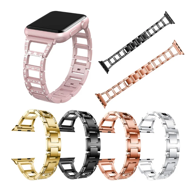 

Watch Strap Band for Apple Watch Diamond Hollow Out Band 38mm 42mm Stainless Steel Strap For iWatch Series 4 3 2 1 Watchbands