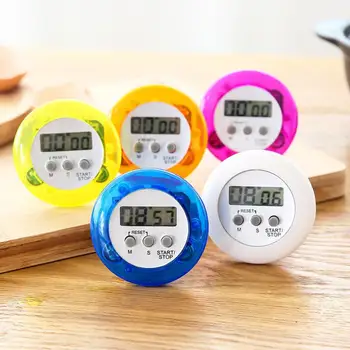 Best Kitchen Cooking Timer Digital Alarm Mini Cute Round LCD Display Countdown Tools Battery Installed With Clip LX7327