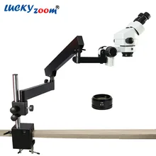 Lucky Zoom 7X-90X бинокулярный шарнирный кронштейн стойка стерео зум микроскоп SZM2.0X объектив тринокулярный Микроскоп аксессуары