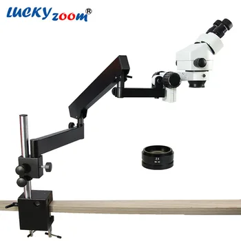 

7X-90X Binocular Stereo Microscope Continuous Zoom Articulating Arm Binocular Microscope Flexible Table Clamp Stereo Microscopio