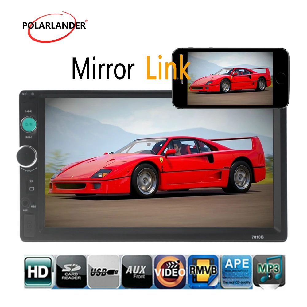 7 inch Universal 2 Din HD Bluetooth USB TF FM Aux input Mirror Link Car Radio