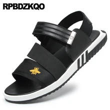 Черный спорт кроссовки ремень открытый носок Известный бренд эластичный Мужские сандалии летние наружные дизайнер люди на открытом воздухе Римский обувь вышивка