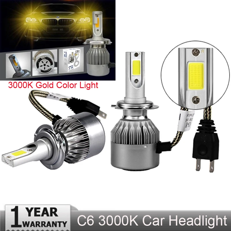 Светодиодсветильник лампы Muxall Gold H4 H7 H1 COB H11 H13 12 В 9005 9006 H3 72 Вт 3000 лм автомобильные