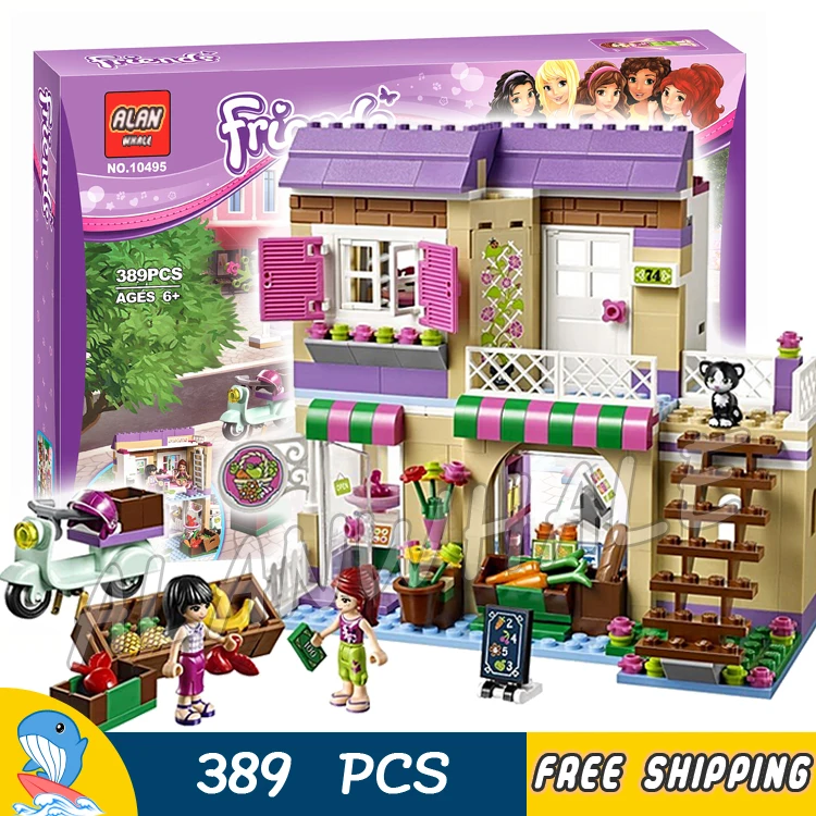 

389pcs Friends Heartlake City Food Market Store Mia Maya 10495 Figure Building Blocks Sets Toys Compatible With LegoING