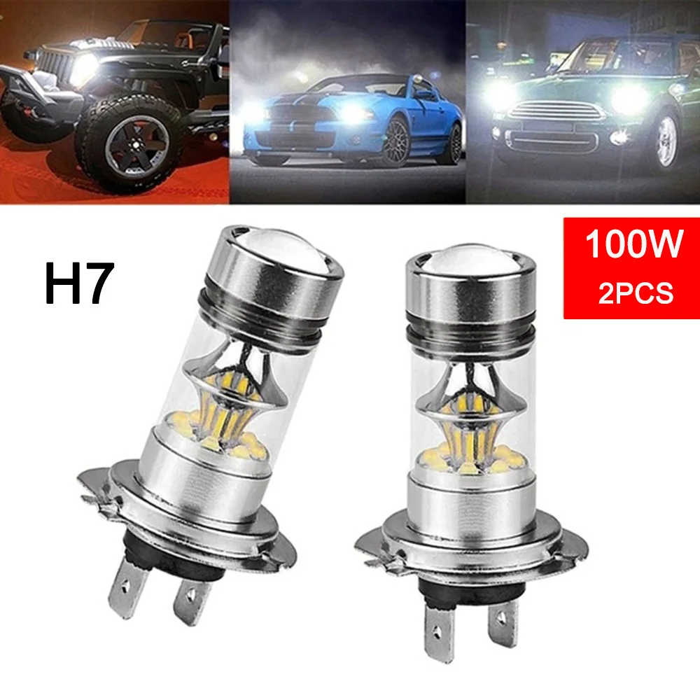 2Pcs H7 LED Bulb Super Bright Car Fog Lights 12V 6000K White 20 3030SMD Driving Running Lamp Auto Led H7 Light Bulbs