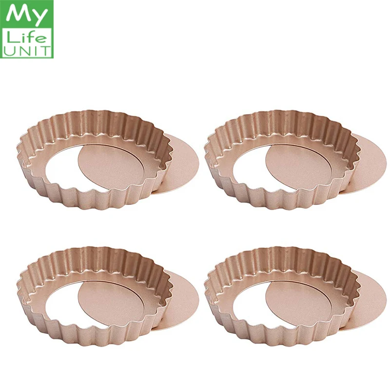 

MyLifeUNIT Mini Tart Pans Nonstick 4 Inch Loose Bottom Round Tart Quiche Pan Mold Baking Tools for Cakes