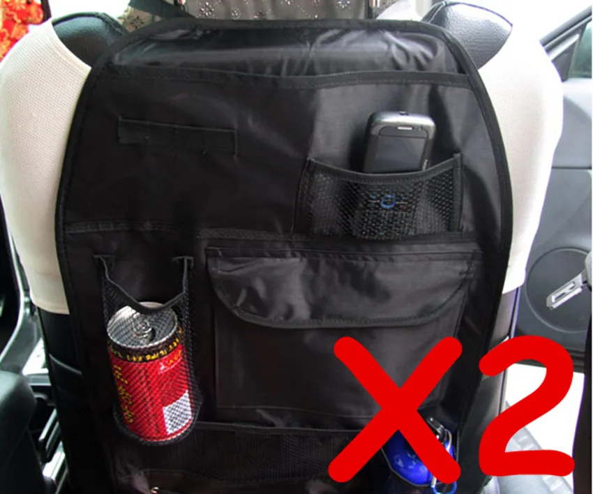 2pcs Black Back Seat Car Van Seat Children Organizer Tidy Multi pocket