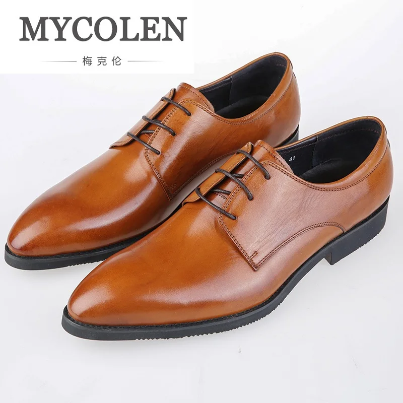 

MYCOLEN Men Leather Elegant Business Leather Shoes Men's Luxury Black Brown Business Dress Gentlemen Genuine Leather Men Shoes