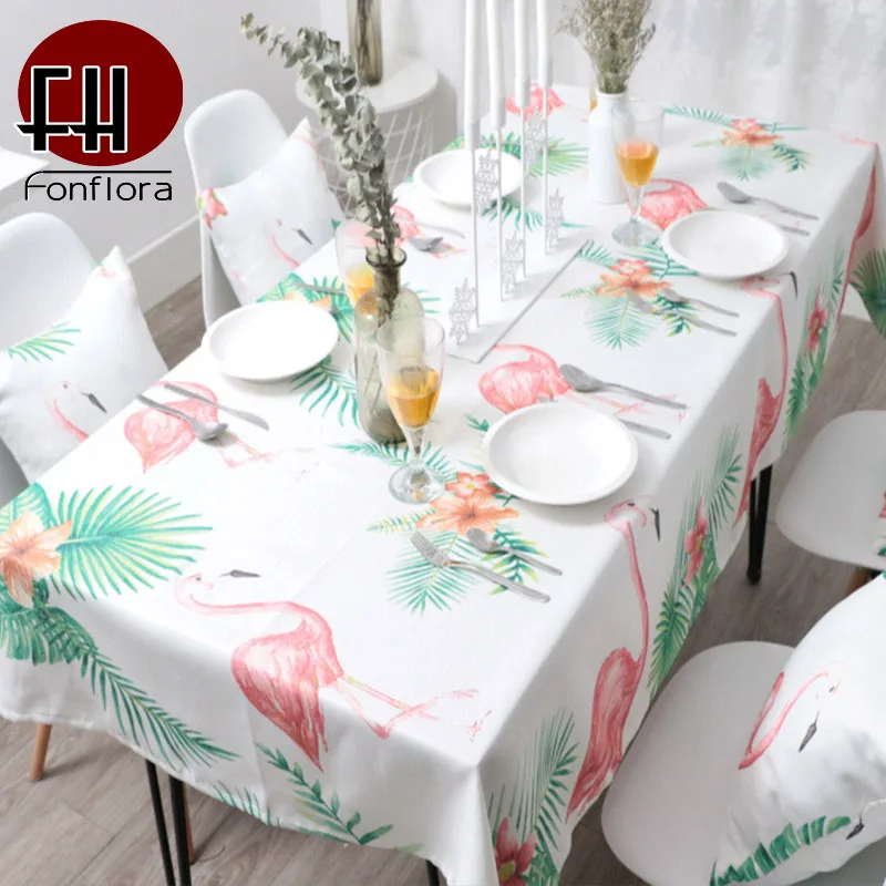 

Pink Flamingo Waterproof Tablecloth Oil Proof Wedding Coffee Dining Thick Table Cover Office Writing Desk Cloth Home Decor Panel