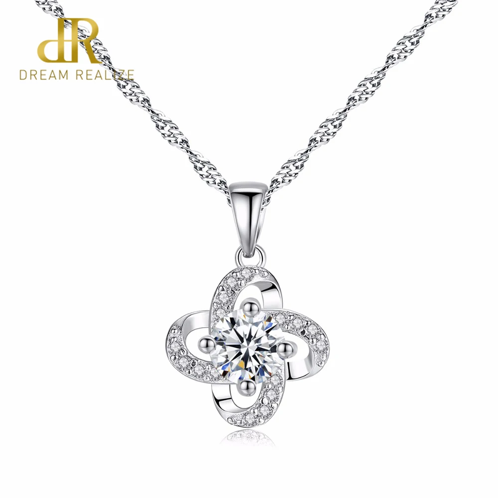 

DR Office Lady Miss Genuine 925 Sterling Silver Chain Necklace Birthday Party Flower Silver Pendant Necklace Fine Jewelry