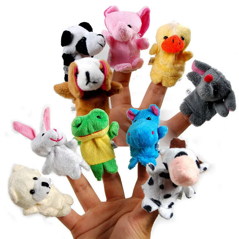 Бархат Животные Стиль палец Марионетки набор из 10 Марионетки, мягкие Куклы, плюшевые Marionette ручной Марионетки для детей говорить реквизит