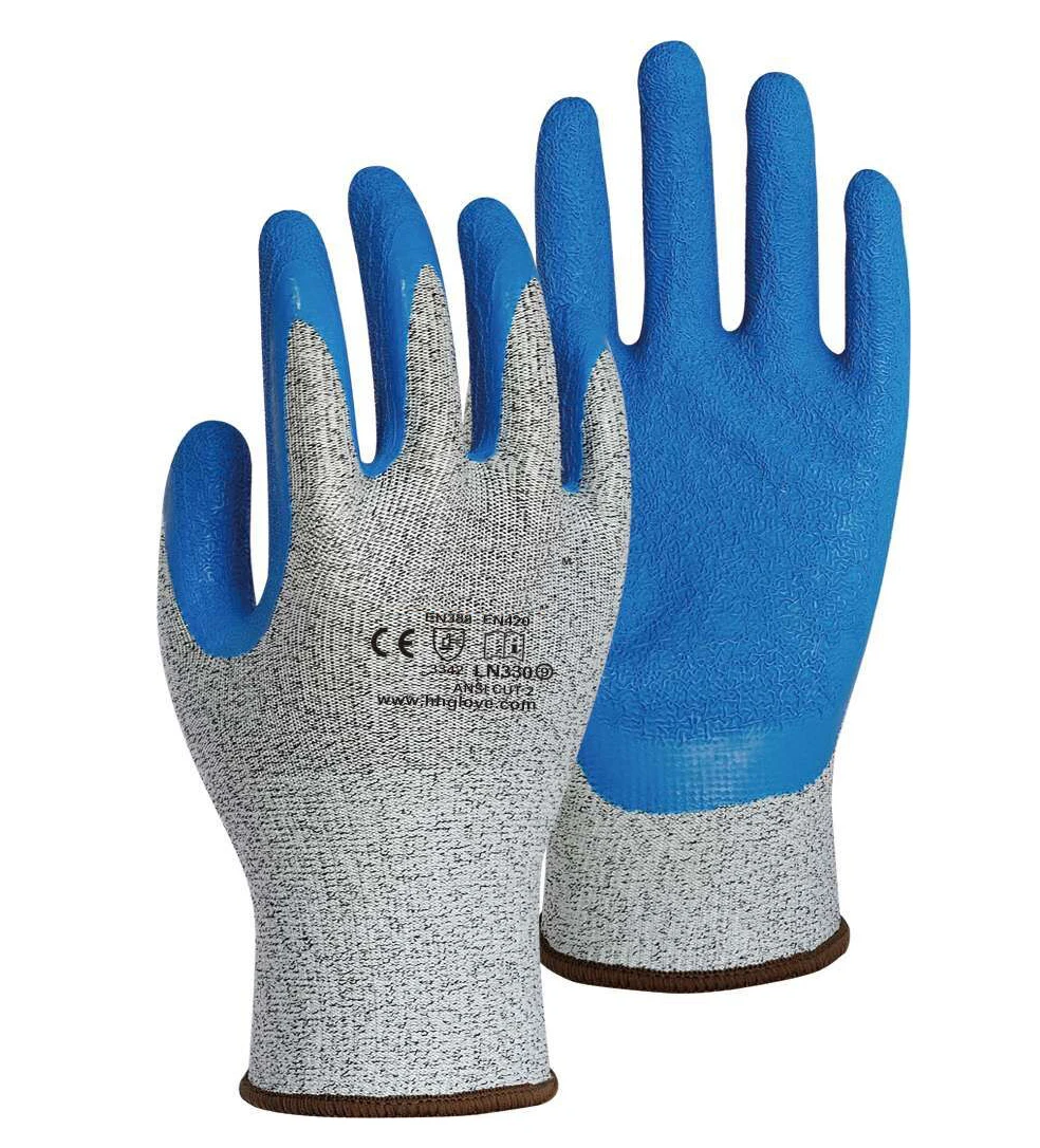 

13 guage HPPE Latex Palm Coated Safety Glove CE EN 388 Cut 3 Resistant Work Glove