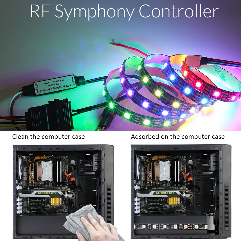 5 в 1 М WS2812 ws2812b RGB светодиодный светильник 5050 2812b 60 Светодиодный s + RF пульт