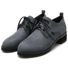 Красивые весенне-осенние модные винтажные женские парусиновые оксфорды из флока на шнуровке с круглым носком; женская обувь на плоской подошве; модная обувь; Цвет Черный; размеры 65