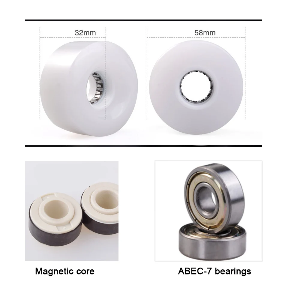 JK Led мигающие PU Двойные колеса для роликовых коньков 82A 32*58 мм Высокая эластичность Quad Роликовые коньки колеса с подшипниками магнитный сердечник LZ91