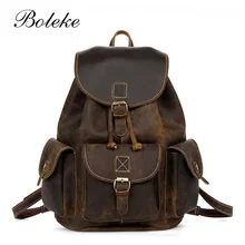 Boston мужской рюкзак из натуральной воловьей кожи большой емкости унисекс рюкзак мужской повседневный Crazy Horse кожаная дорожная сумка 0027