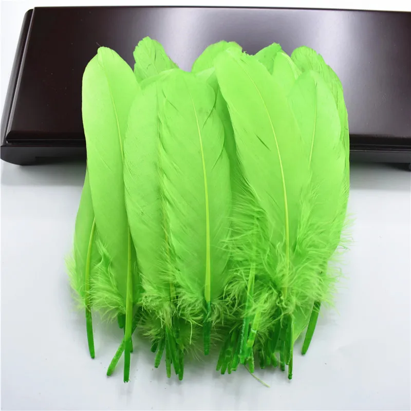 Твердый полюс, натуральные гусиные перья для рукоделия, 6-8 дюймов/15-20 см, ювелирное изделие, утиный фазан, перо, свадебное украшение для дома - Цвет: Apple Green
