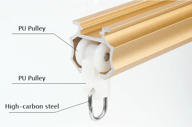Популярные Пять цветов Прямые дорожки черный белый розовый Золотой роскошный толстый алюминиевый сплав бесшумные рельсы для штор Аксессуары для штор