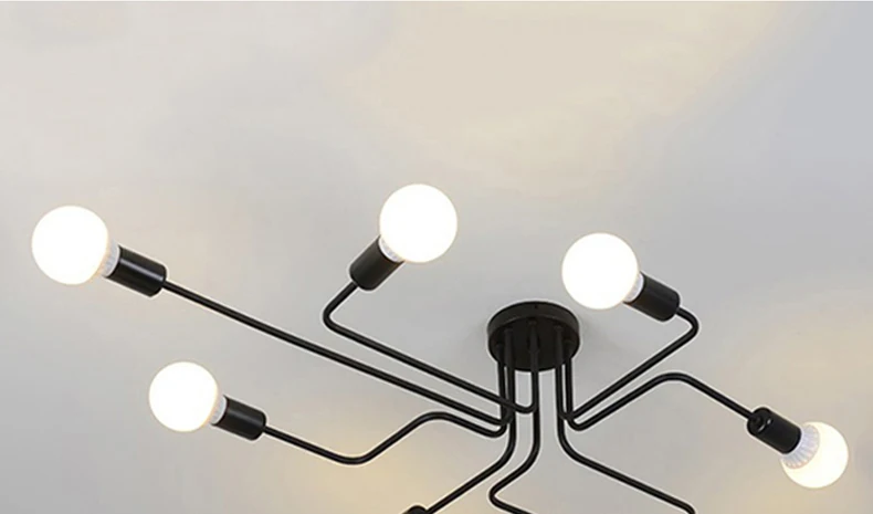Потолочный светильник винтажная Потолочная люстра мульти-глава Бент железа лампы в виде труб светильники E27 светодиодный Plafondlamp для фойе Освещение в гостиную