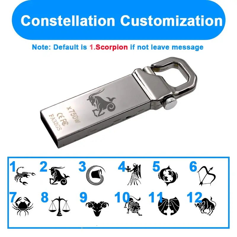 Флешка Металлический флеш-накопитель hp 32 Гб 64 Гб DIY Pendrive X750W Cle USB 3,0 Memory Stick Key Thumb Hook Lock Flies диск на ключ флэшка - Цвет: X750W Plus Constella