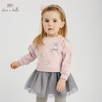 

DBJ9679 dave bella baby girls dress Long sleeve spring floral dresses kids girls dress children birthday party boutique dress