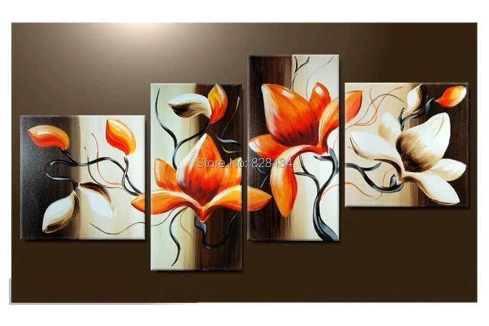 Free shipping, hand painted 4 piece of modern home decoration painting